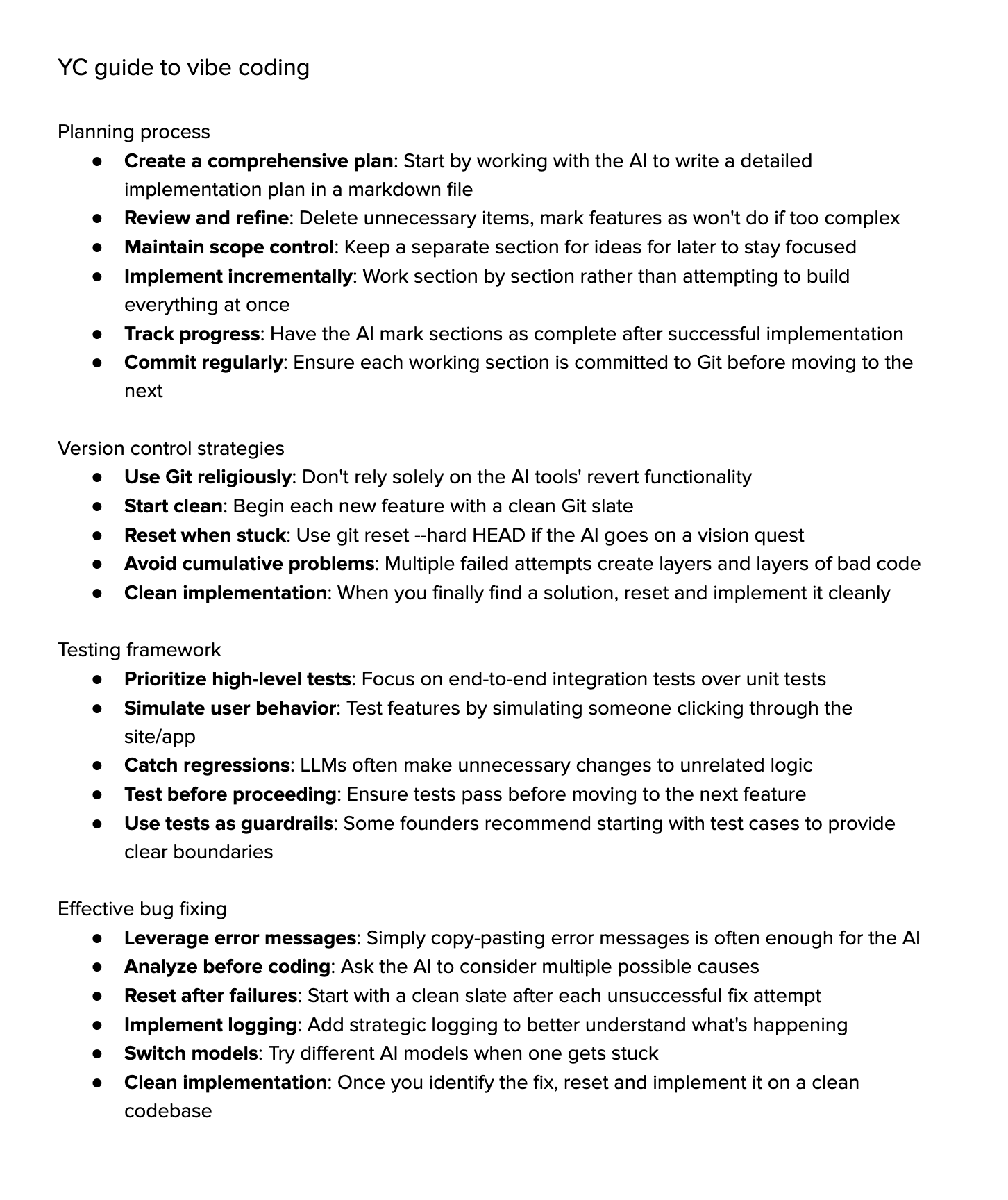 YC thoughts on Vibe Coding
